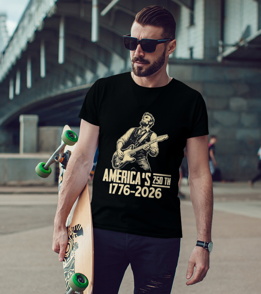 Abraham Lincoln Rocks Guitar America's 250th 1776 2026 T-Shirt