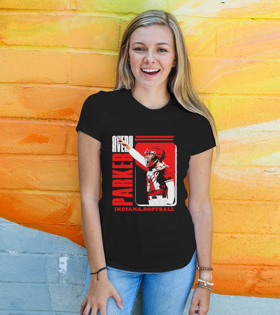 Avery Parker Indiana Softball Catcher Player Red And White Uniform T-Shirt