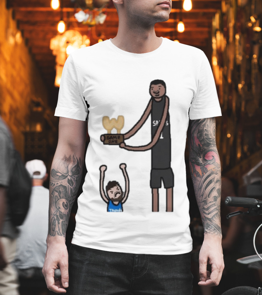 Spurs Victor Wembanyama Game One Vs Thunder Basketball Cartoon T-Shirt