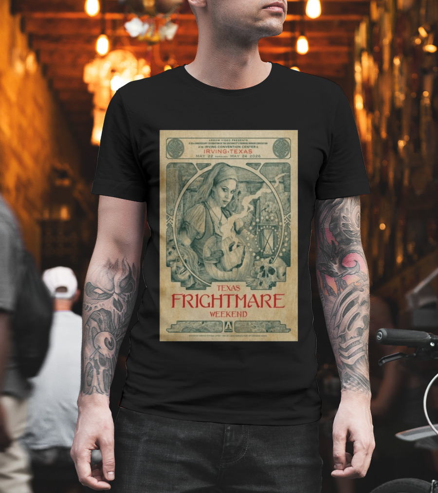 2026 Texas Frightmare Weekend Tour Irving Texas May 22 24 Arrow Video Horror Convention T-Shirt