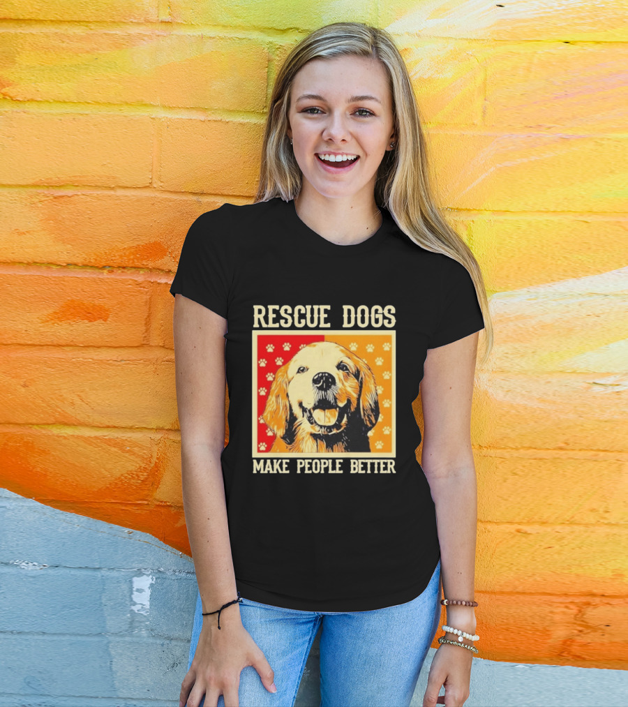 Rescue Dogs Make People Better Paw Print T-Shirt