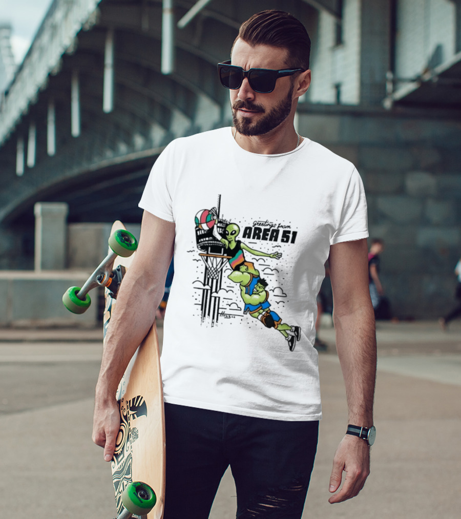 Victor Wembanyama Alien Greetings From Area 51 Basketball Dunk Scene T-Shirt