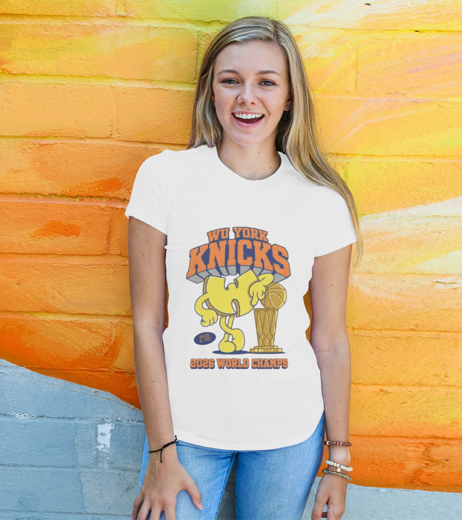 Wu York Knicks 2026 World Champs Knicks In Five Basketball Trophy T-Shirt