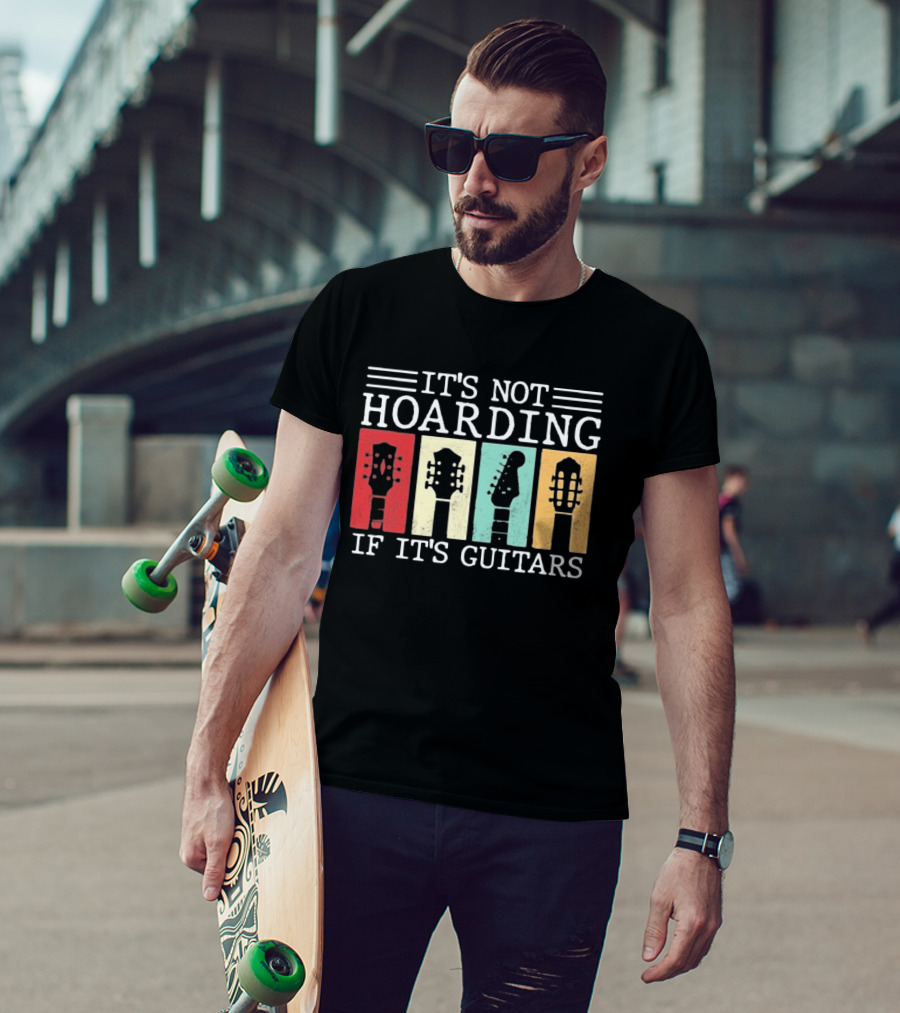 It's Not Hoarding If It's Guitars Headstock Collage T-Shirt