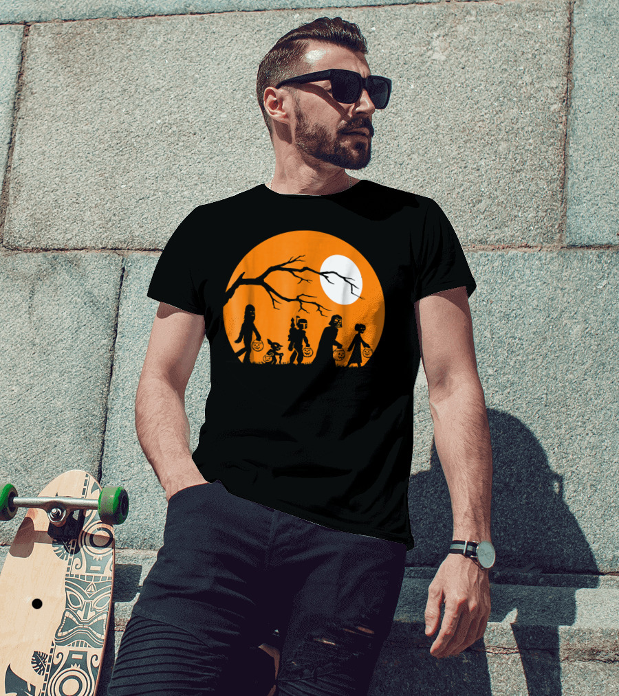 Shop Halloween Online Trick Or Treat Sci-Fi Silhouettes Moon T-Shirt