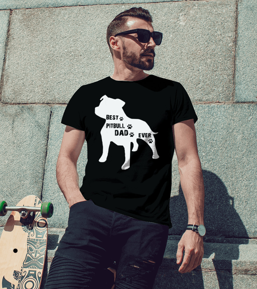 Best Pitbull Dog Dad Ever Paw Prints T-Shirt