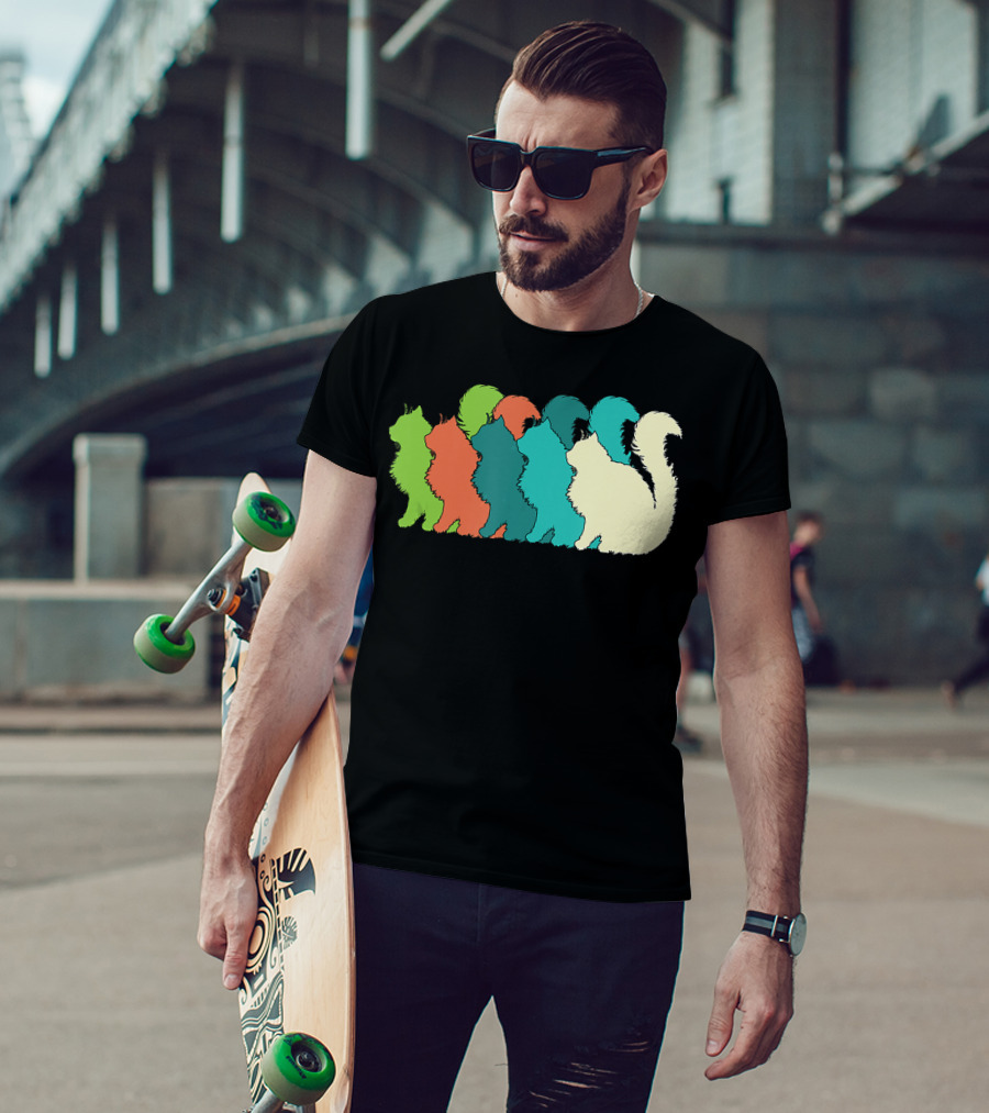 Cat Silhouettes For The Love Of Cats Womens Girls Cat Lover T-Shirt