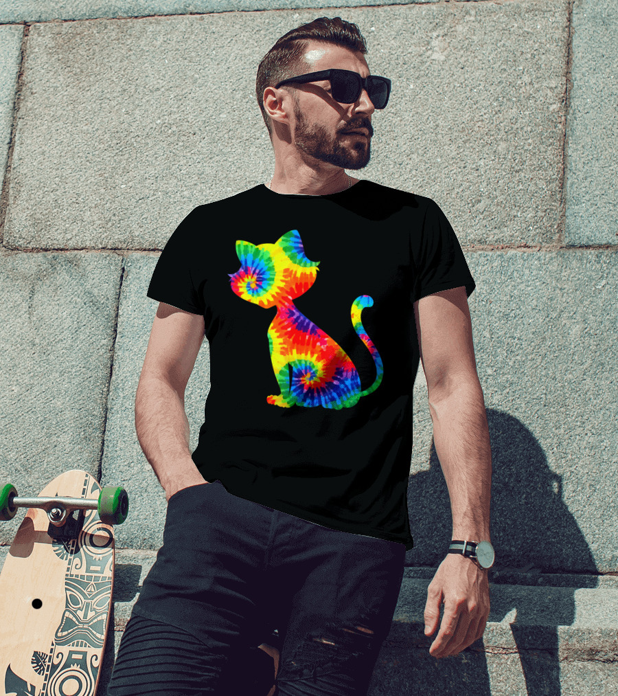 Tie Dye Colorful Kitten Cat Spiral T-Shirt