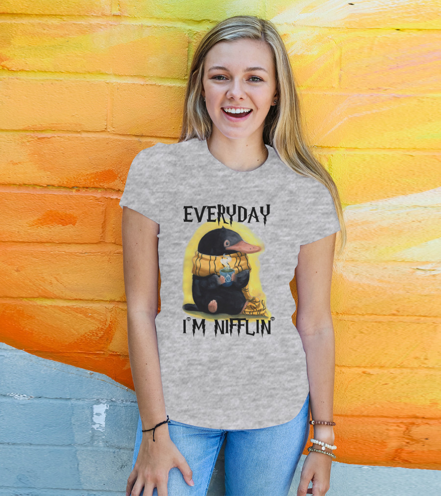 Everyday I'm Nifflin' Magical Creature With Scarf And Tea Cup T-Shirt