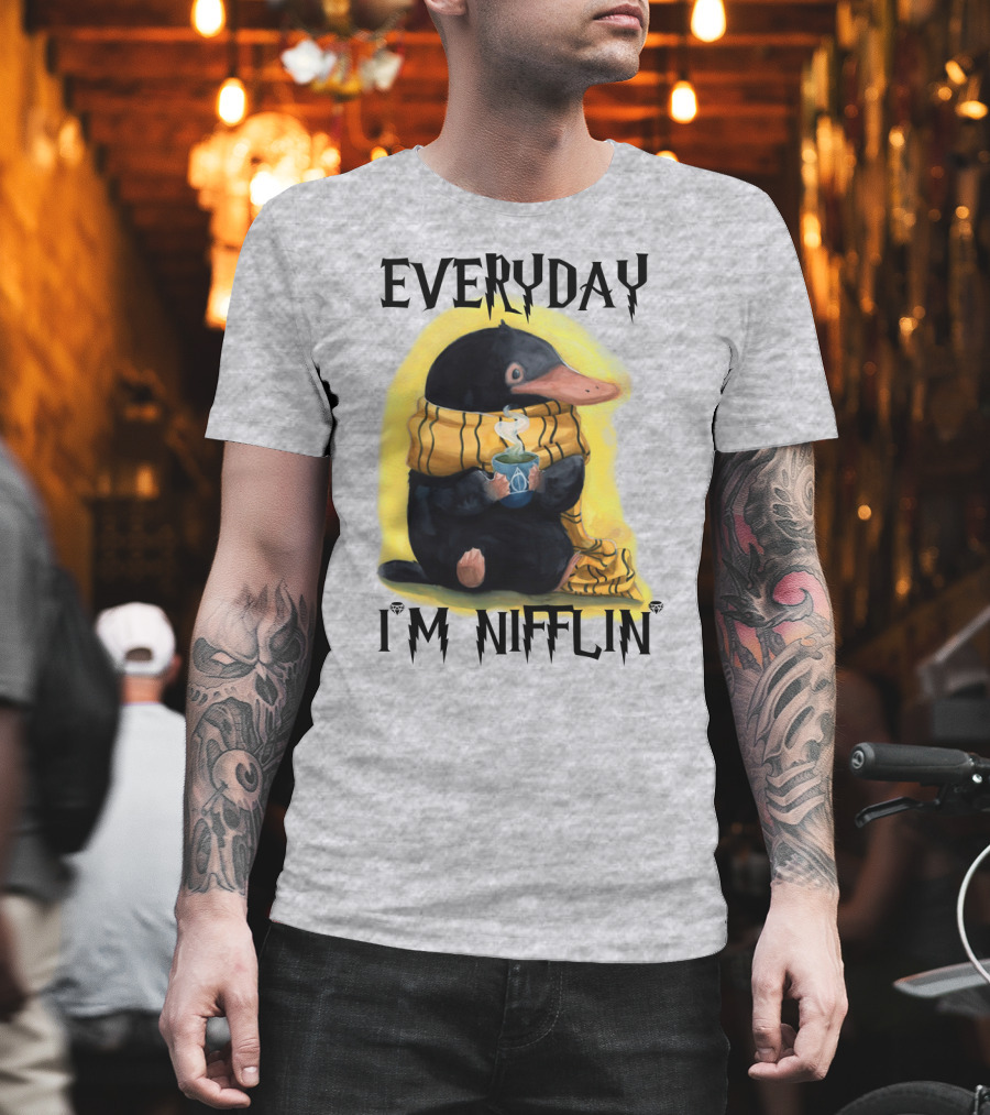 Everyday I'm Nifflin' Magical Creature with Scarf and Tea Cup T-Shirt