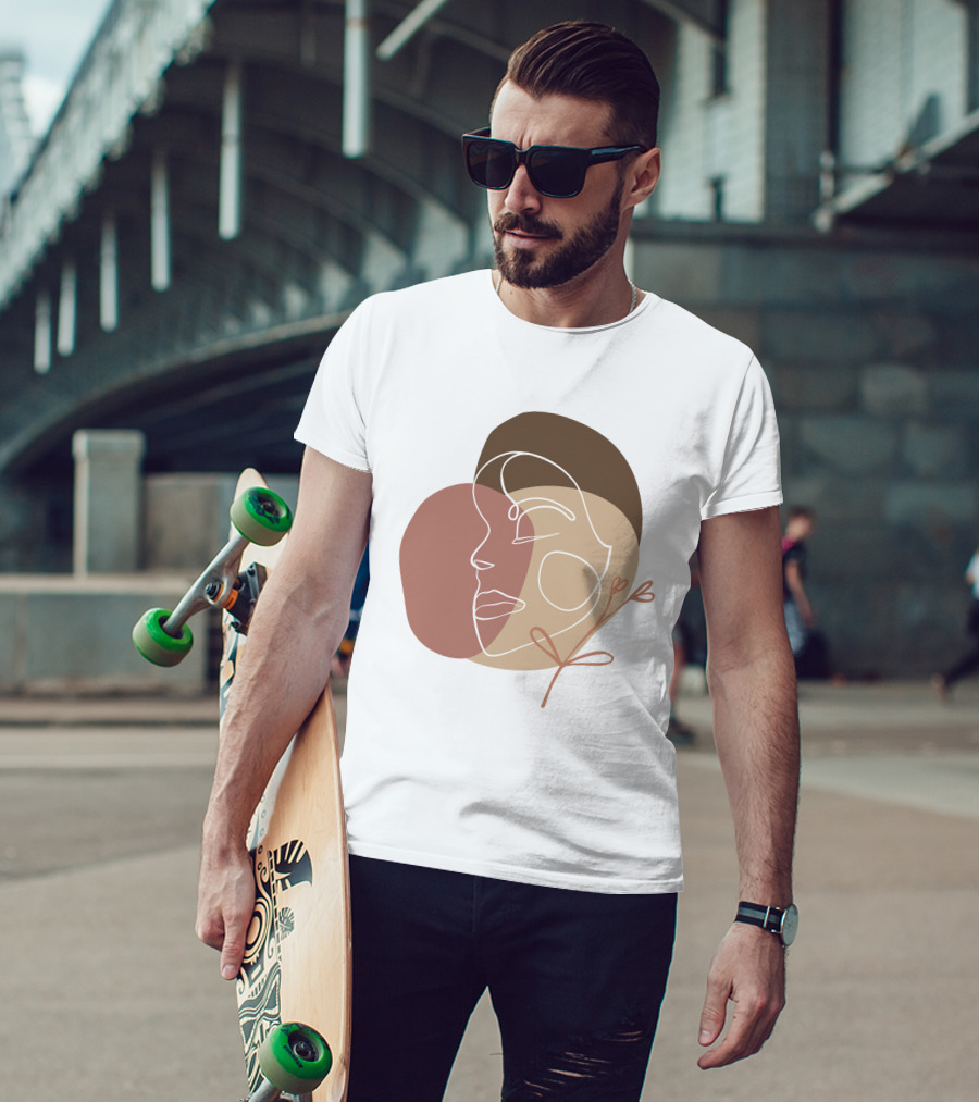 Line Art Woman Face Beauty Minimalist Abstract Linear Profile T-Shirt