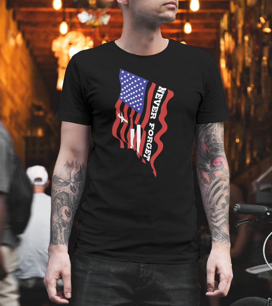 Never Forget 09.11.01 American Flag Patriot Memorial T-Shirt