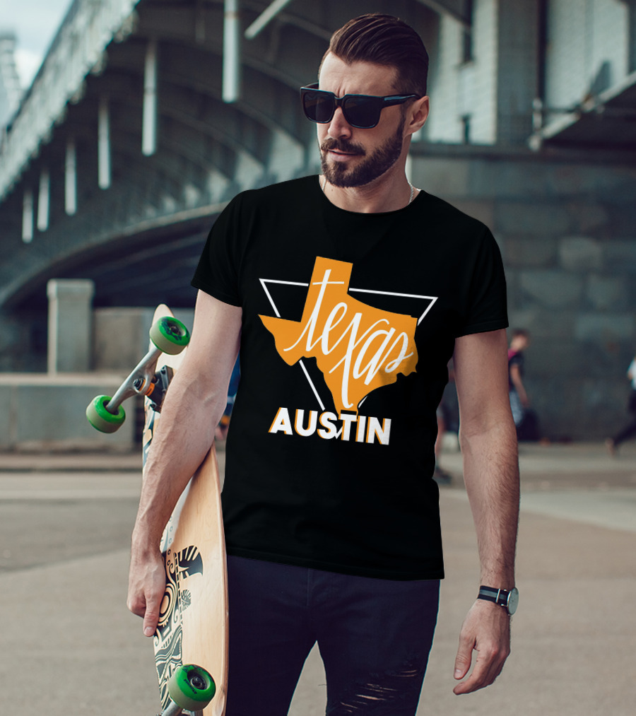 Texas Map Austin Vintage Triangle T-Shirt