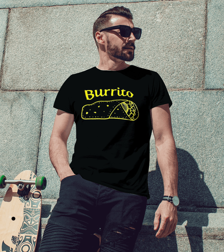 Burrito Sketch Yellow Food T-Shirt