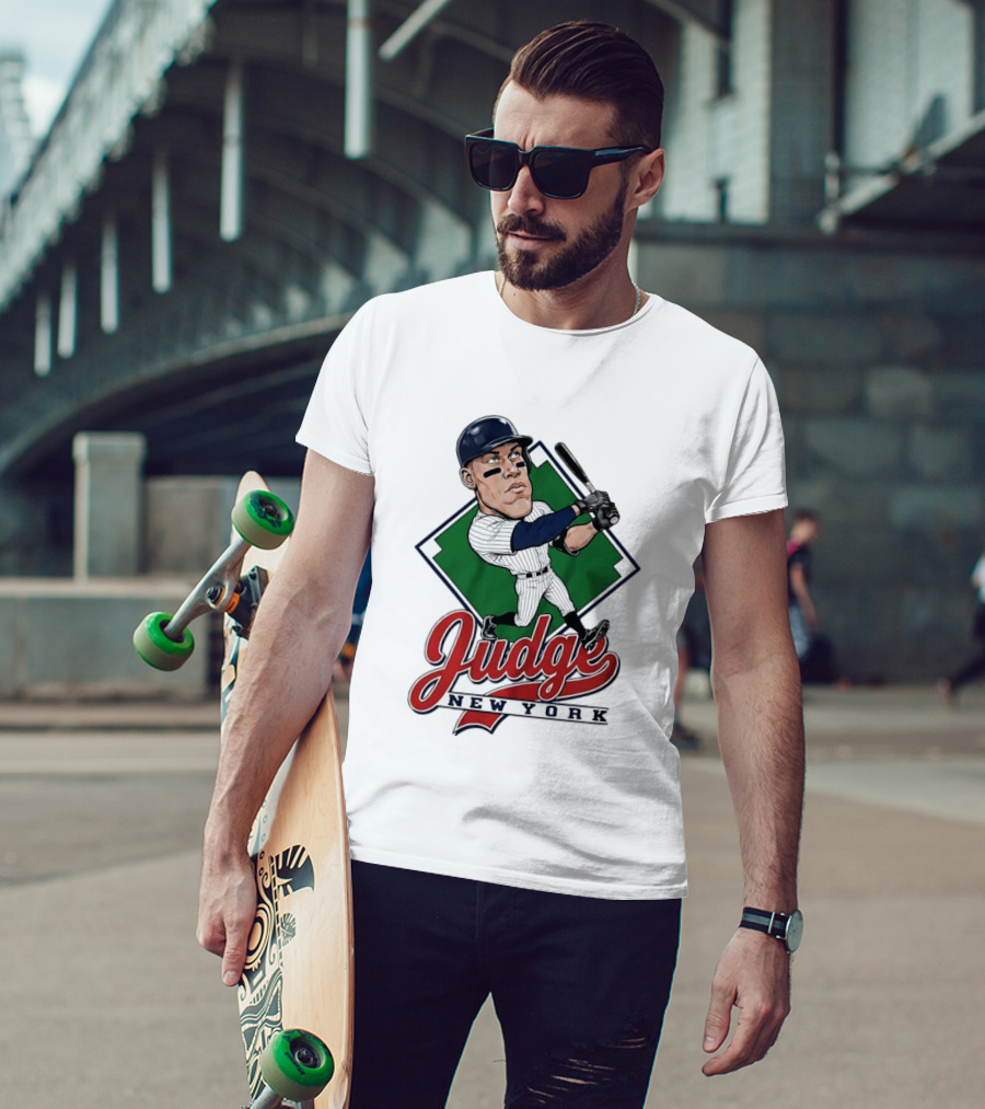 Judge New York Yankees Slugger Caricature Swing T-Shirt