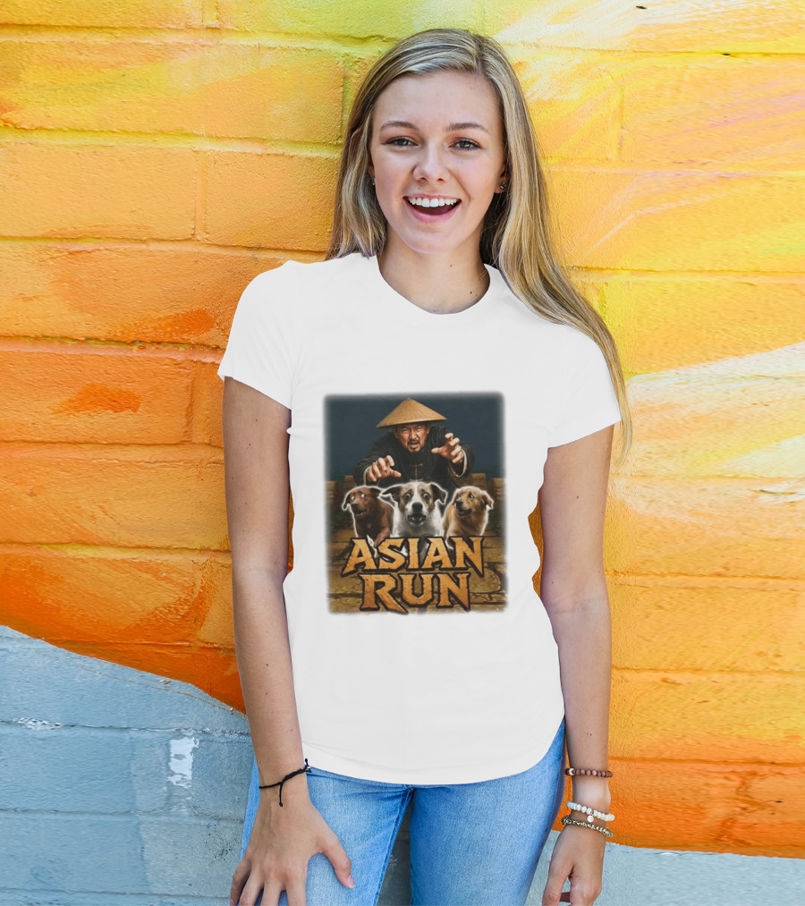 Asian Run Dogs With Traditional Hat Man T-Shirt
