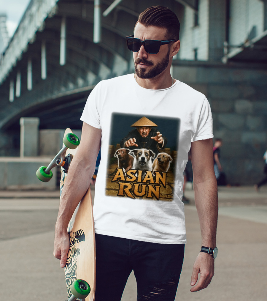 Asian Run Dogs With Traditional Hat Man T-Shirt