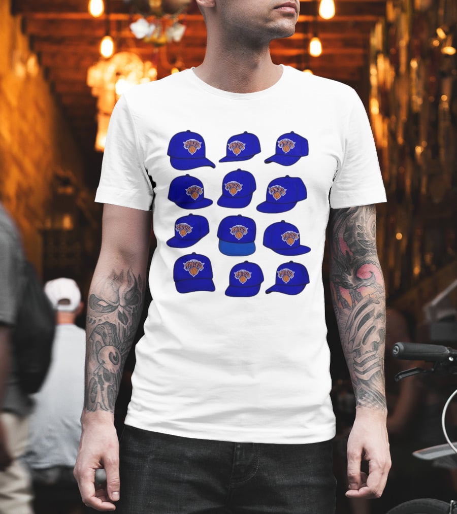 New York Knicks Blue Caps Collection With Iconic Basketball Team T-Shirt