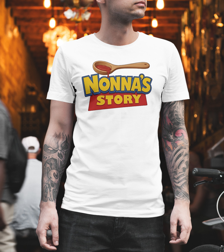 Nonna's Story Wooden Spoon Icon With Red Sauce T-Shirt