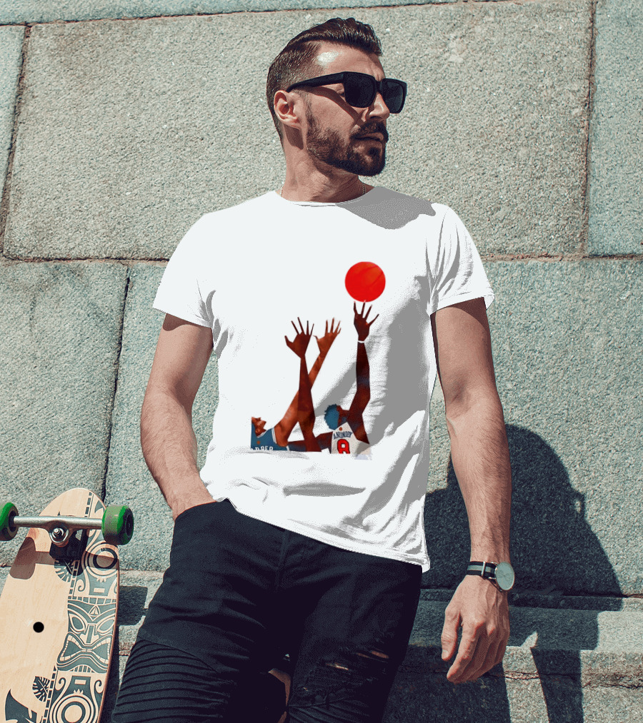 OG Anunoby Basketball Reaching Action Harper White T-Shirt
