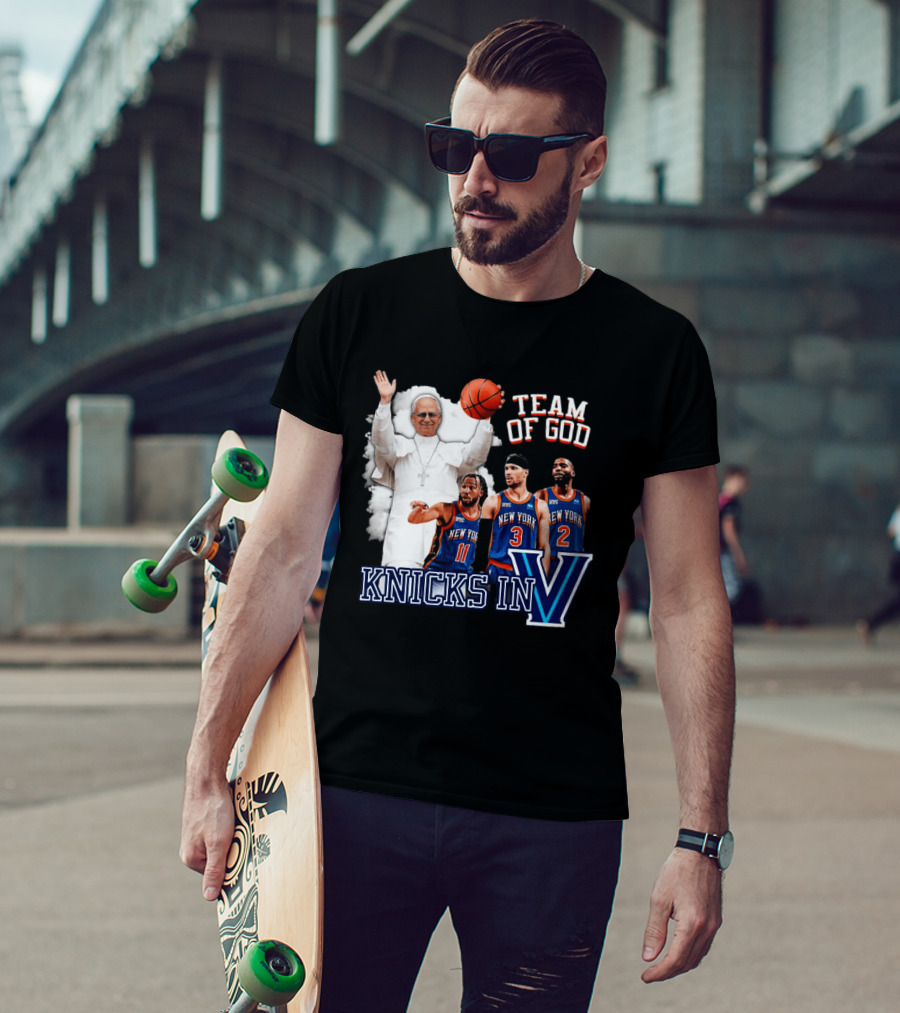Team Of God Pope Leo XIV Knicks In Five Basketball Fun T-Shirt