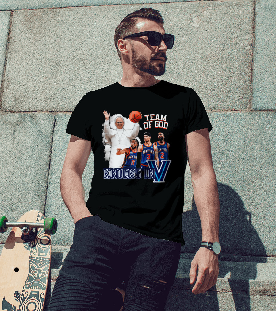 Team Of God Pope Leo XIV Knicks In Five Basketball Fun T-Shirt