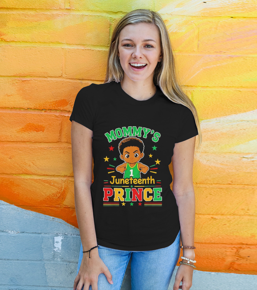 Mommy's Juneteenth Prince Little Boy Basketball Celebration Number One Kid T-Shirt