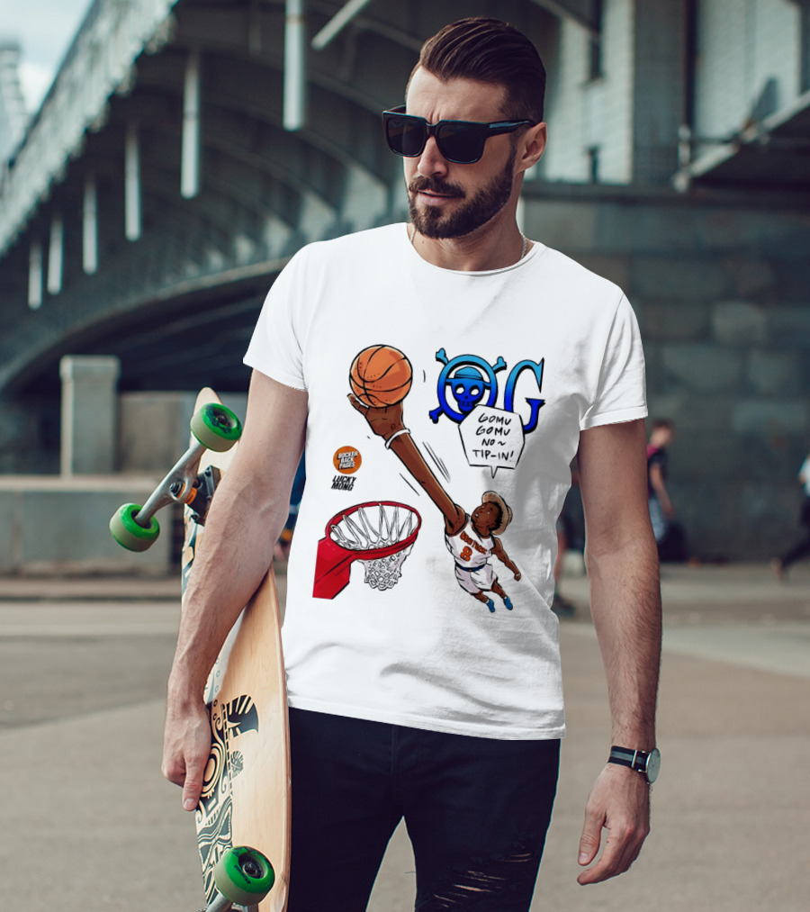 OG Anunoby X One Piece Luffy New York Knicks 2026 Gomu Gomu No Tip In Comic T-Shirt