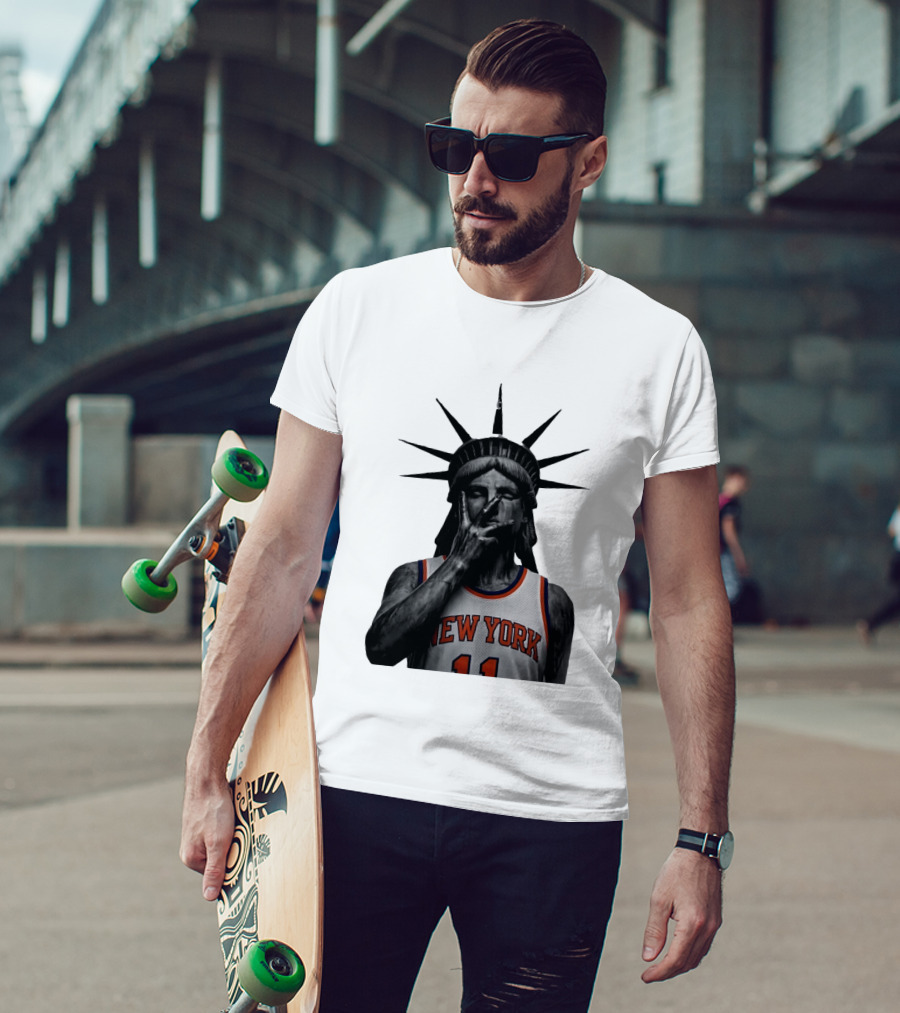 New York Knicks Jalen Brunson Statue Of Liberty Basketball Legend The Wait Is Over T-Shirt