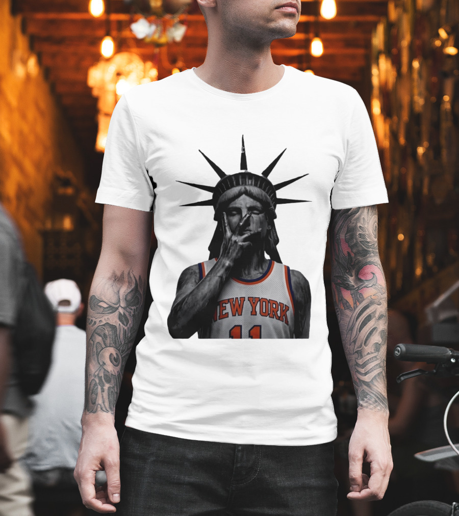 New York Knicks Jalen Brunson Statue Of Liberty Basketball Legend The Wait Is Over T-Shirt