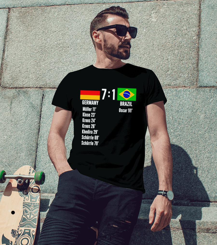 Germany 7 1 Brazil Müller Klose Kroos Khedira Schürrle Oscar Score T-Shirt