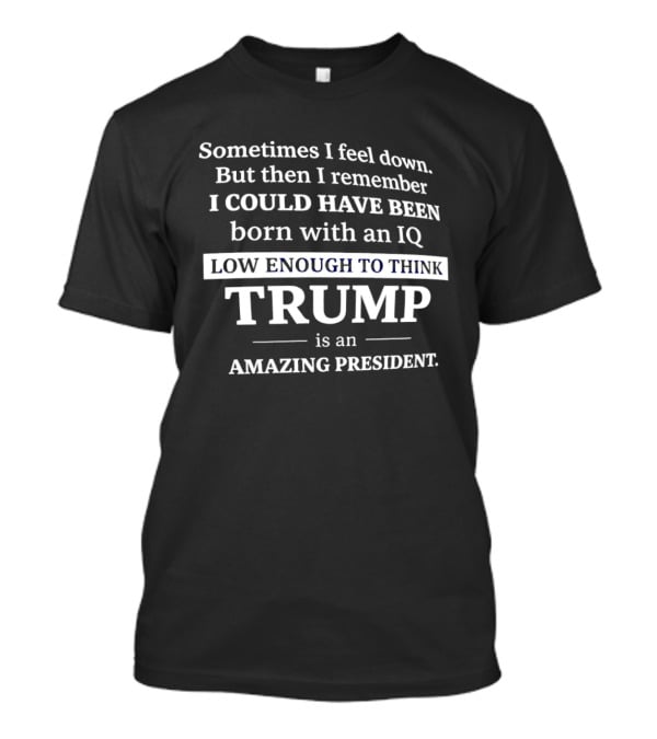 Sometimes I Feel Down But Then I Remember I Could Have Been Born With An IQ Low Enough To Think Trump Is An Amazing President T-Shirt