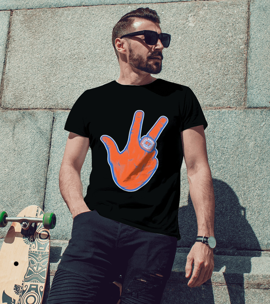 New York Knicks Jalen Brunson Peace Sign Ring Basketball Champion T-Shirt