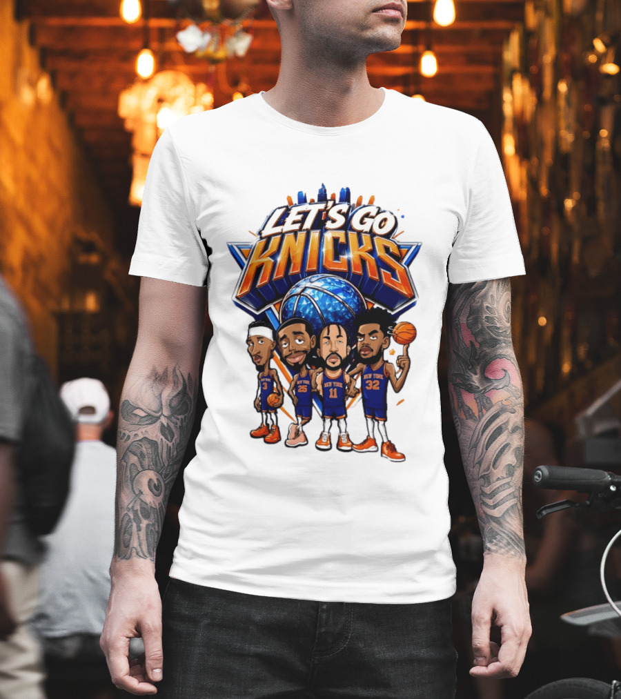 Let's Go Knicks New York Basketball Players Cartoon 2026 T-Shirt