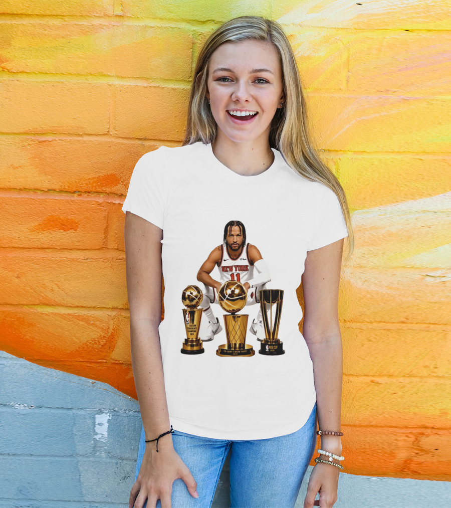 New York Knicks Jalen Brunson 11 Trophy Collection NBA Champions T-Shirt