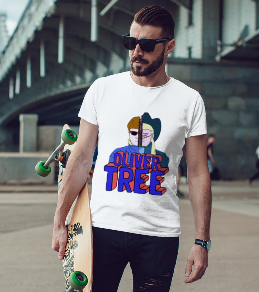 Oliver Tree Split Persona Sunglasses Half Cowboy Half Futuristic T-Shirt