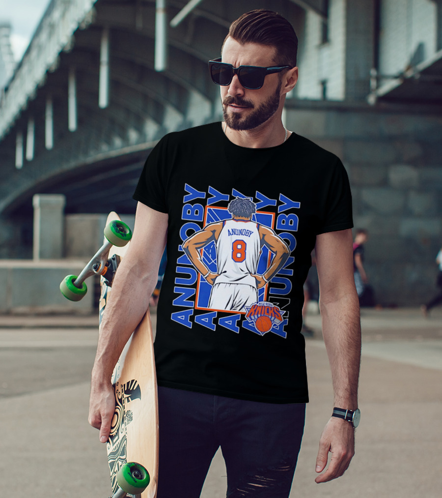 OG Anunoby Number 8 New York Knicks Basketball Icon Repeat T-Shirt
