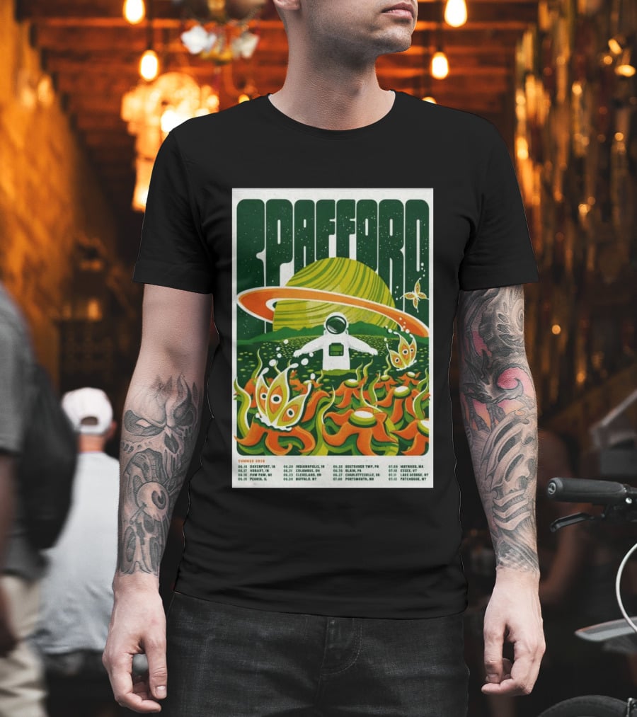 Spafford Summer 2026 Tour Space Astronaut And Alien Flowers T-Shirt