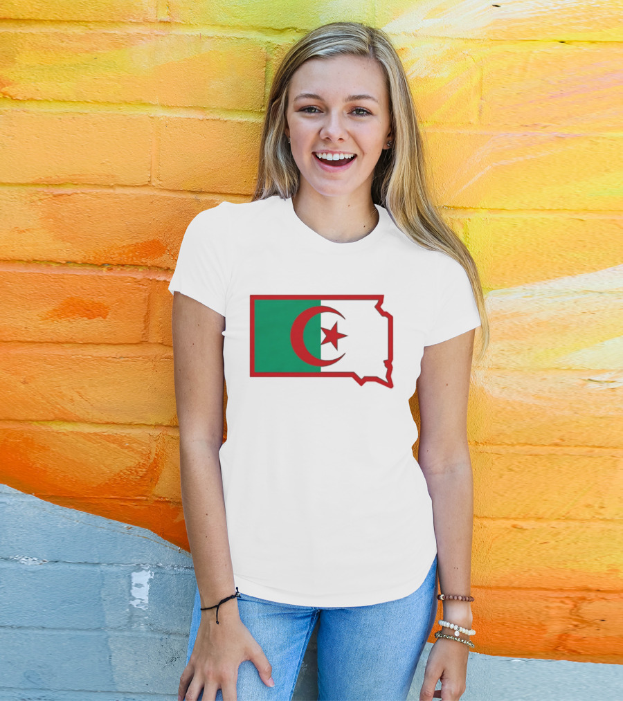 Lawrence Of Algeria Flag State Outline With Crescent And Star T-Shirt