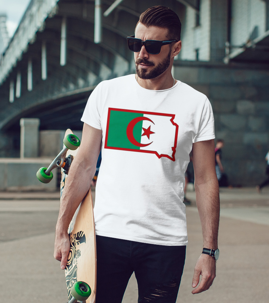 Lawrence Of Algeria Flag State Outline With Crescent And Star T-Shirt