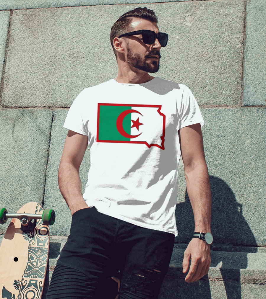 Lawrence Of Algeria Flag State Outline With Crescent And Star T-Shirt