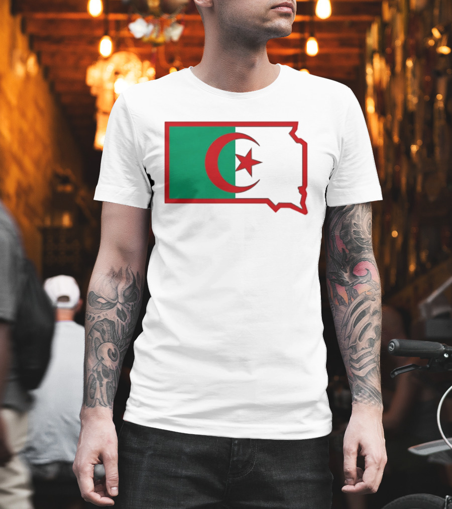 Lawrence Of Algeria Flag State Outline With Crescent And Star T-Shirt