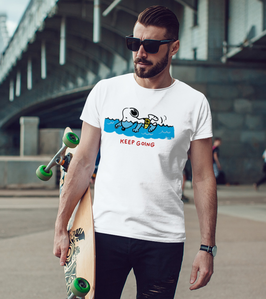 Peanuts Snoopy Swimming Keep Going Inspirational Motivation T-Shirt