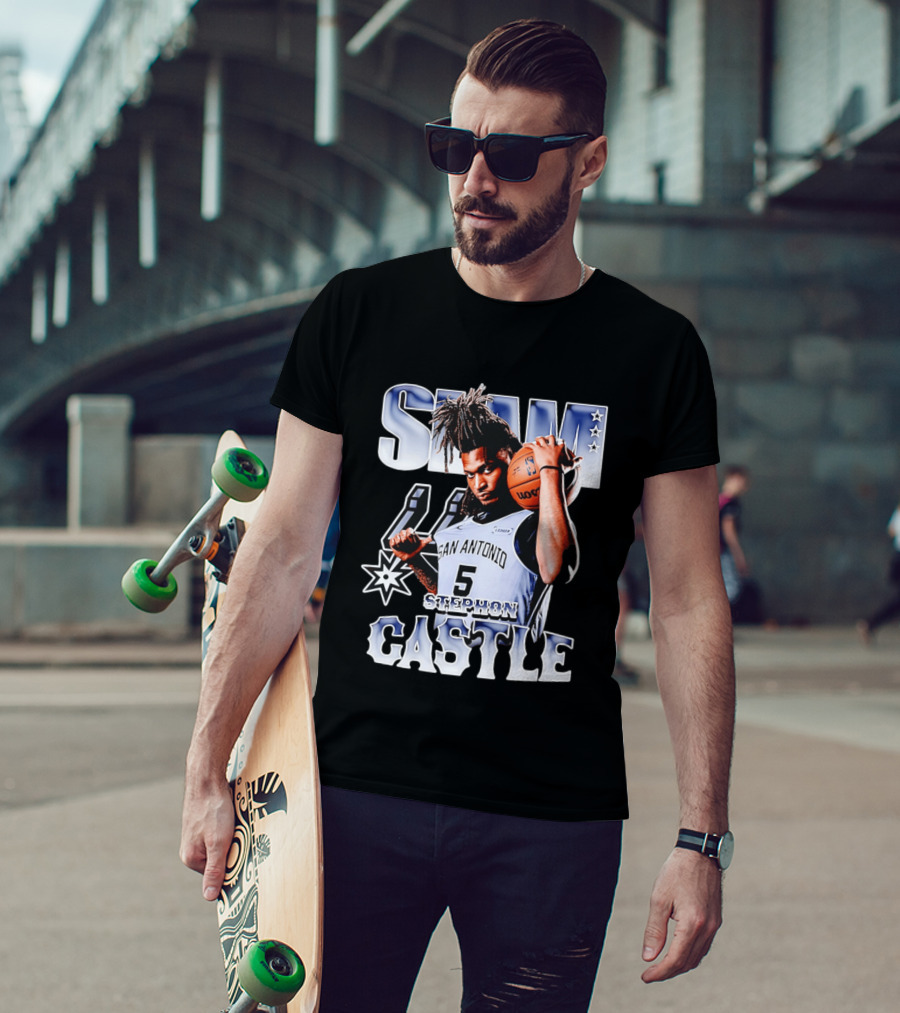 San Antonio Spurs Stephon Castle SLAM Basketball Star T-Shirt