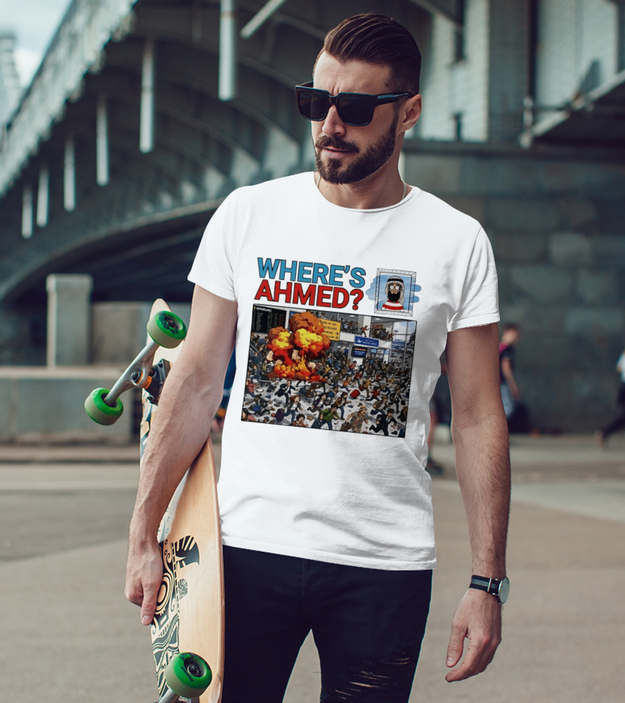 Where's Ahmed September 11 Attacks Cartoon Explosion Scene T-Shirt