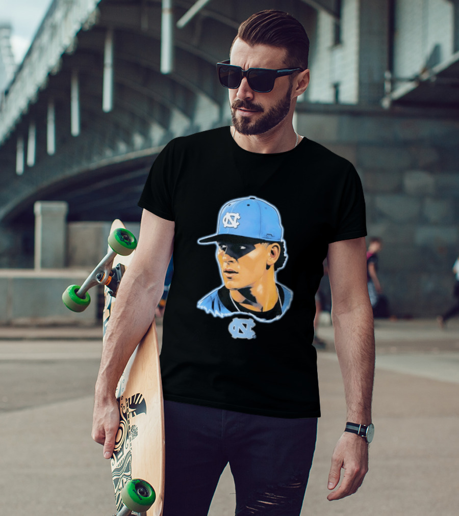 UNC Baseball Player Portrait North Carolina Cap Image T-Shirt
