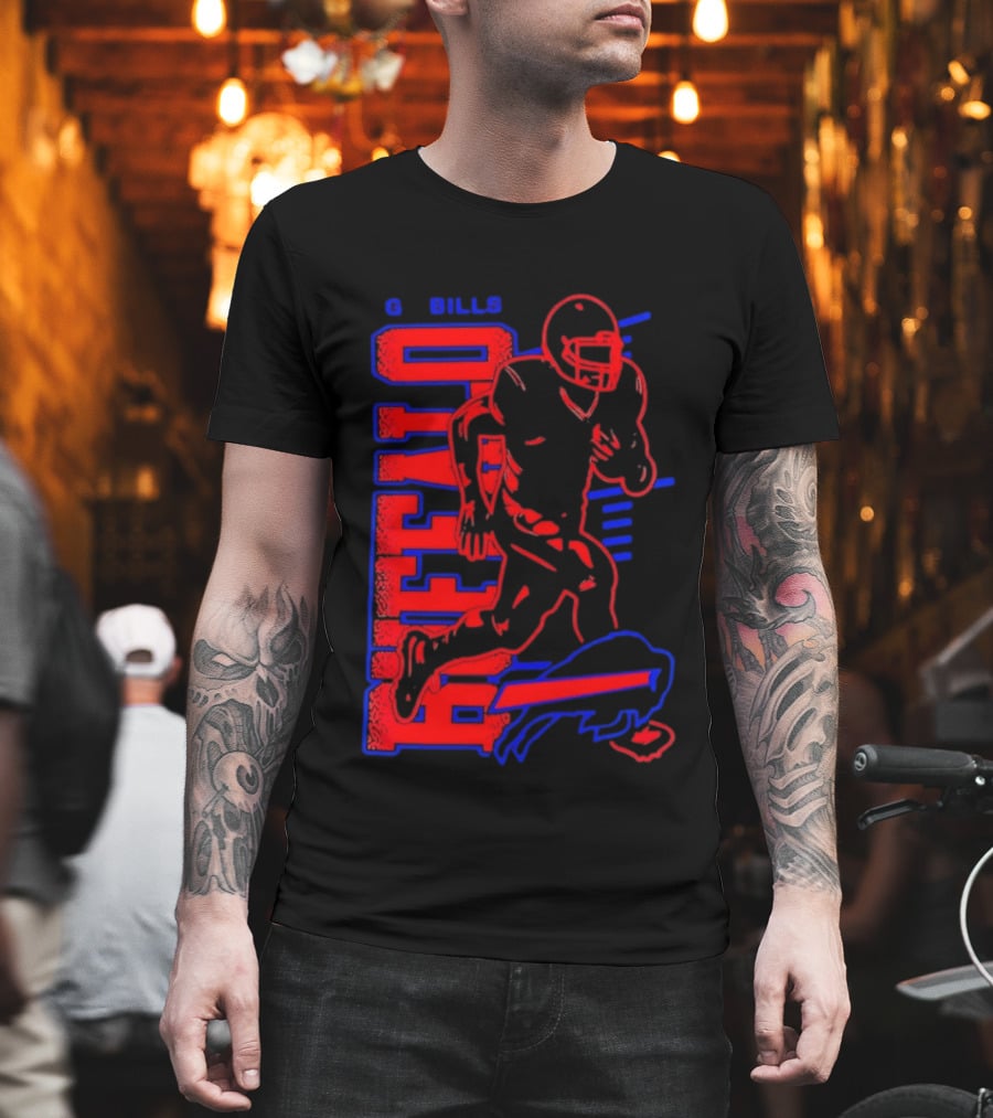 Buffalo Bills Go Bills Football Player Running Action T-Shirt