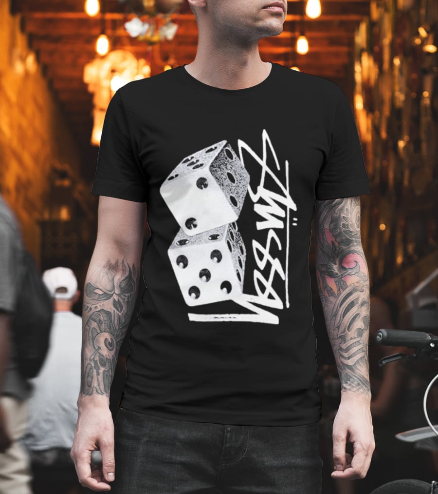 Pla Skateboarding Stussy Dice Stacked Six Side Metal T-Shirt