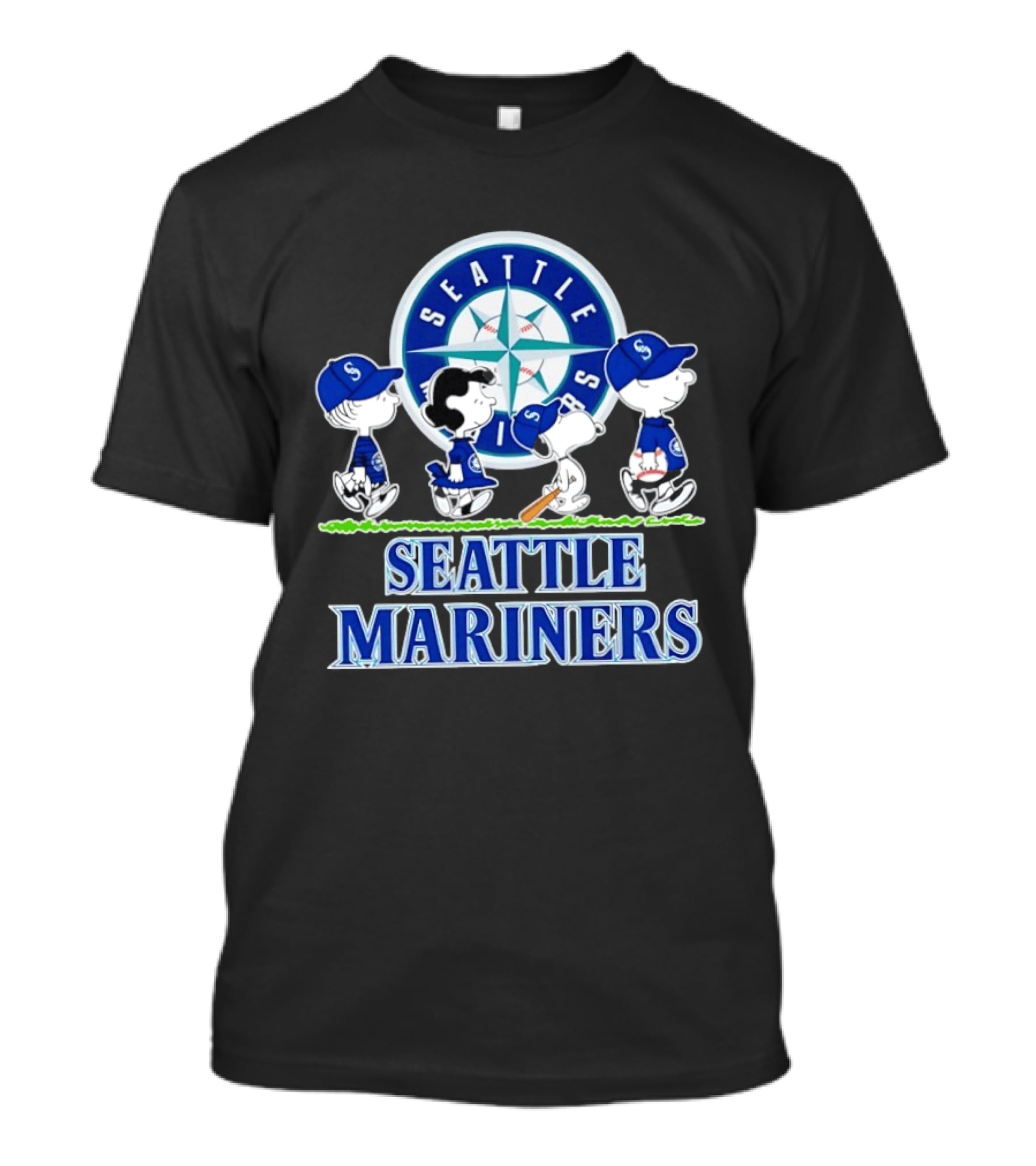 Seattle Mariners Snoopy Charlie Brown Lucy Linus Abbey Road Crossover 2026 T-Shirt