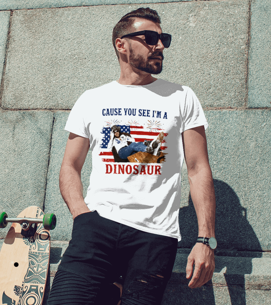 Cause You See I'm A Dinosaur Hank Williams Jr Country Music Western Patriotic 4th Of July Cowboy T-Shirt